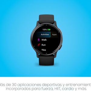 Garmin Vívoactive 5, reloj inteligente GPS para salud y fitness, pantalla AMOLED, hasta 11 días de batería, bisel de aluminio color pizarra con carcasa negra y correa de silicona