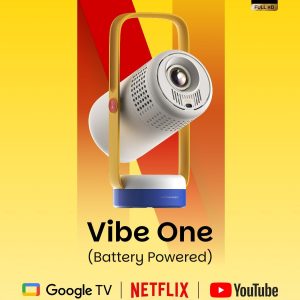 XGIMI Vibe One - Proyector portátil inteligente de 1080P alimentado por batería, Google TV con Netflix con licencia, sonido de JBL, batería incorporada, enfoque automático Keystone, proyector de