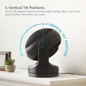 IRIS USA WOOZOO Ventilador de escritorio con control remoto, circulador de aire de mesa oscilante, 3 velocidades, distancia máxima de aire de 46 pies, inclinación ajustable, motor de bajo ruido