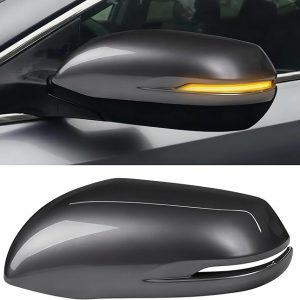 Compatible with Honda CRV 2017-2022/HRV 2016-2022 Left Driver Side Mirror Cover, Clip-on Rearview Mirror Cap WITH Turn Signal Light Replaces for 76251-T1W-A01ZE,76251T1WA01ZE Gray #NH797M