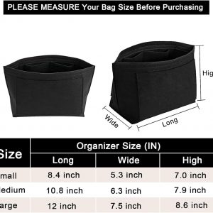 Felt Purse Organizer Insert for Longchamp Le Pliage M Handbag Insert (Medium, Black)