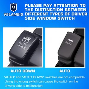 Interruptor principal de la ventana lateral del pasajero delantero Botón negro OEM 93501-H1120UP con 1 botón automático para Hyundai SUV Terracan 2001