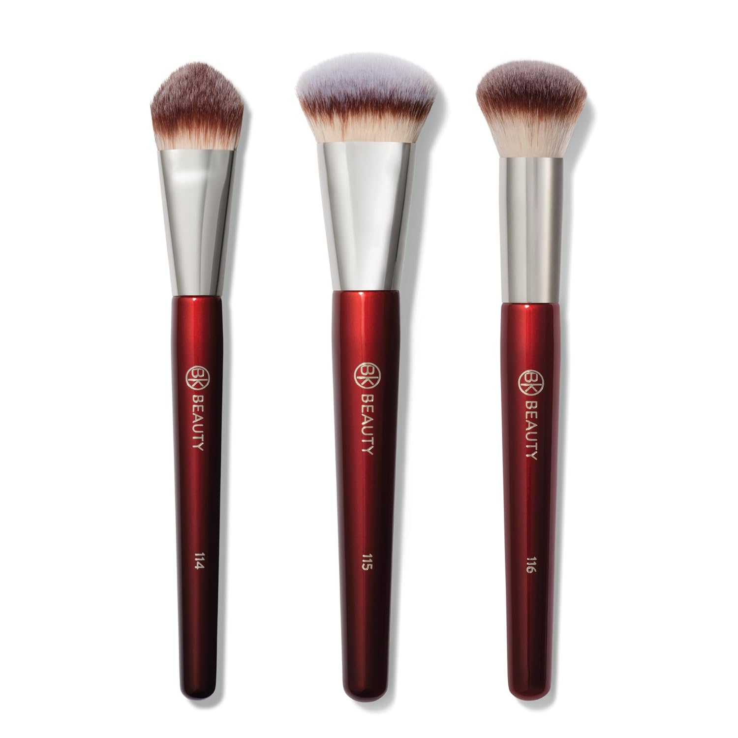 BK Beauty Core Complexion Trio Juego de brochas de maquillaje (3 piezas) – brochas para base, corrector y mezcla para líquido, crema y polvo – brochas de maquillaje para la cara ultra suaves, veganas