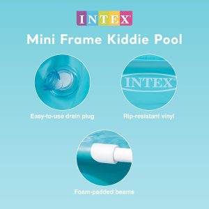 Intex - Piscina infantil miniatura de vinilo duradero de 4 pies x 12 pulgadas, piscina sobre el suelo para niños y enseñanza para bebés de 3 años en adelante, color azul