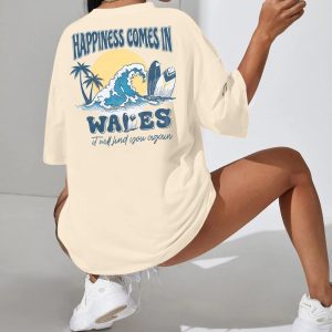 Camisetas gráficas para mujer, camisetas holgadas: blusas de playa hawaianas de verano, camisas de playa tropical de Hawái de manga corta