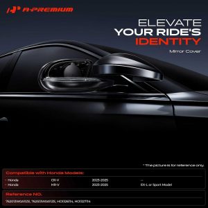A-Premium 2 PCS Driver and Passenger Side Rearview Mirror Covers Caps - Compatible with Honda CR-V CRV, HR-V HRV, 2023 2024 2025 - Smooth Black, with Turn Signal Hole