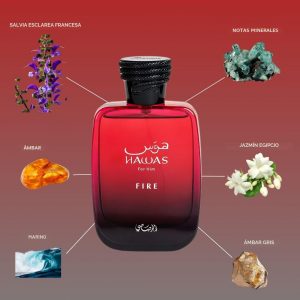 RASASI Hawas Fire Eau De Parfum Spray 100 ml (3.4 oz) - Perfume árabe audaz y duradero para hombres con una esencia ardiente - Disfruta de un perfume lujoso para hombres que captura la elegancia y la