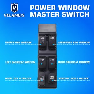Interruptor principal de la ventana lateral del pasajero delantero Botón negro OEM 93501-H1120UP con 1 botón automático para Hyundai SUV Terracan 2001
