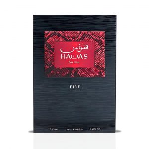 RASASI Hawas Fire Eau De Parfum Spray 100 ml (3.4 oz) - Perfume árabe audaz y duradero para hombres con una esencia ardiente - Disfruta de un perfume lujoso para hombres que captura la elegancia y la