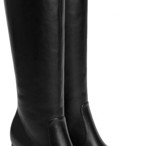 Modatope Knee High Boots Women Chunky Heel Square Toe Heeled Tall Boot for Women Fashion Side Zipper Long Boot