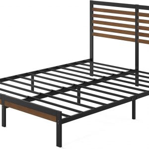 Zinus Kai Bamboo and Metal Platform Bed Frame with Headboard, No Box Spring Needed, Easy Assembly, Full, Brown