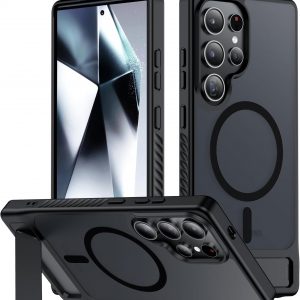 Magnetic for Samsung Galaxy S24 Ultra Case[Compatible with MagSafe][Built-in Invisible Kickstand][Military Grade Shockproof]Slim Translucent Matte Phone Case for Samsung Galaxy S24 Ultra 6.8"