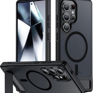 Magnetic for Samsung Galaxy S24 Ultra Case[Compatible with MagSafe][Built-in Invisible Kickstand][Military Grade Shockproof]Slim Translucent Matte Phone Case for Samsung Galaxy S24 Ultra 6.8"