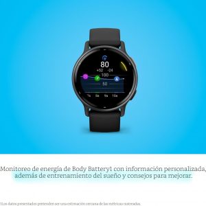 Garmin Vívoactive 5, reloj inteligente GPS para salud y fitness, pantalla AMOLED, hasta 11 días de batería, bisel de aluminio color pizarra con carcasa negra y correa de silicona