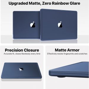 Compatible with MacBook Air 13 inch Case M5 M4 M3 M2 2026-2022, Release Model A3240 A3113 A2681, [100% Match Official Color]Protective Hard Shell Laptop Cover for MacBook Air 13.6 inch– Midnight Clear