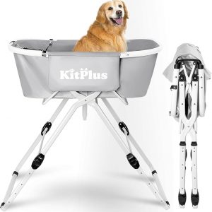 Portable Dog Bathtub, 5 Height Adjustable Dog Washing Station for Pet Shower and Grooming Foldable Bathing Tub with Storage & Anti-Slip Design for Small Large Dogs Cats