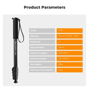 K&F CONCEPT Camera Monopod, 63" Aluminum Photography Monopod with 5-Section Height, Lightweight & Portable Camera Accessories, Payload 11lb