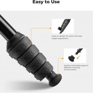 K&F CONCEPT Camera Monopod, 63" Aluminum Photography Monopod with 5-Section Height, Lightweight & Portable Camera Accessories, Payload 11lb
