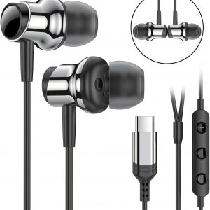 Auriculares USB C para Samsung S25 S24 S23 Ultra FE S22 A55 A54 Auriculares con Cable Magnéticos Intrauditivos Tipo C con Micrófono Control de Volumen Auriculares Estéreo con Cancelación de Ruido para