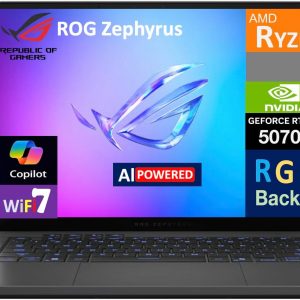 ASUS ROG Zephyrus G14 AI Laptop para juegos de 14.0" con pantalla de 120Hz (AMD Ryzen 9 270, GeForce RTX 5070 8GB, 32GB LPDDR5X, SSD PCIe de 1TB, teclado RGB, WiFi 7, cámara web, Win 11 Pro) con