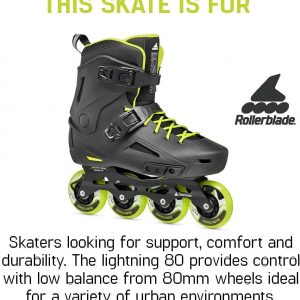 Rollerblade Lightning Men's Urban Inline Skate, Black and Lime