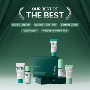 PURITO SEOUL Best Kit - Rutina de cuidado de la piel con limpiador y crema de pantenol, suero y tóner Centella sin perfume, para todo tipo de piel, juego de regalo, para cara, suero facial, K-Beauty
