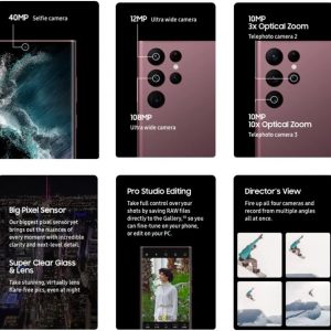 Samsung Galaxy S22 Ultra 5G, versión estadounidense, 128GB, negro - Desbloqueado (renovado)