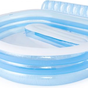 INTEX Piscina inflable familiar para el centro de natación: banco integrado - portavasos - capacidad de 156 galones - 90 "x 86" x 31" - Azul