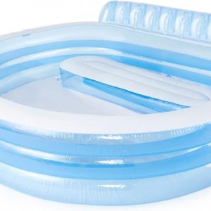 INTEX Piscina inflable familiar para el centro de natación: banco integrado - portavasos - capacidad de 156 galones - 90 "x 86" x 31" - Azul