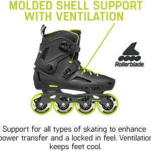 Rollerblade Lightning Men's Urban Inline Skate, Black and Lime