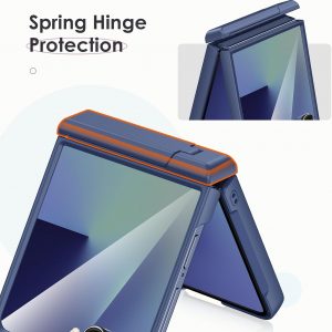 Maxdara Funda magnética para Galaxy Z Flip 7, compatible con MagSafe, soporte oculto, protector de pantalla integrado, protección de bisagra, cubierta de teléfono para Samsung Galaxy Z Flip 7, azul