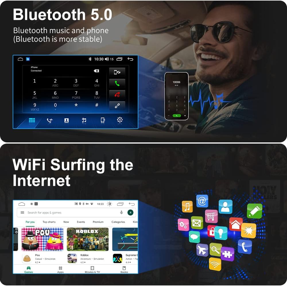 Android 13 Car Stereo for Toyota 4Runner 2014-2019 with Wireless CarPlay Android Auto,10.33 inch Touch Screen Bluetooth GPS WiFi DSP 2G RAM 32G ROM Black Head Unit
