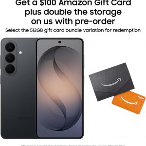 Samsung Galaxy S26, Unlocked Android Smartphone + $100 Gift Card, 512GB, Powerful Processor, Galaxy AI, Immersive Viewing, Durable Battery, 2026, Black