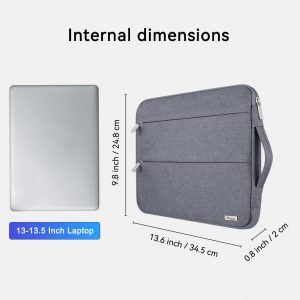 Voova 13 13.6 Inch Laptop Sleeve Case Compatible with MacBook Air 13 M1/M2/M3/M4 2020-2025, MacBook Pro 13/14, IPad Air/Pro 13, Waterproof Slim Computer Bag Cover with Handle, Grey