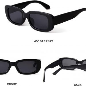 BUTABY Lentes de sol rectangulares para mujer, lentes de conducción retro, estilo vintage de los años 90, marco cuadrado estrecho, protección UV400