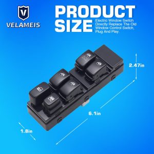 Interruptor principal de la ventana lateral del pasajero delantero Botón negro OEM 93501-H1120UP con 1 botón automático para Hyundai SUV Terracan 2001