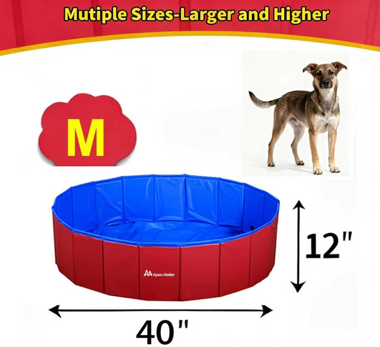 Foldable Dog Pool,pet Pool, Dog Swimming Pool,Collapsible Dog Bath Tub, Portable Pet Grooming Tub,M