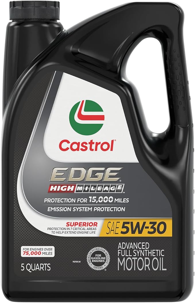 Castrol EDGE High Mileage 5W-30 Aceite de motor sintético avanzado completo, 5 cuartos de galón