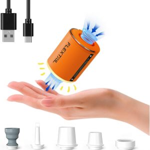 FLEXTAILGEAR Bomba de Aire Portátil con Linterna de Camping Tiny Pump 2X Bomba de Aire de 4kPa para Inflables Bomba de Colchón de Aire Recargable con Diseño Magnético para Colchonetas de Dormir