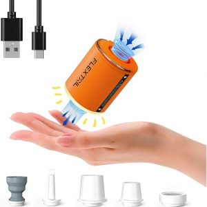 FLEXTAILGEAR Bomba de Aire Portátil con Linterna de Camping Tiny Pump 2X Bomba de Aire de 4kPa para Inflables Bomba de Colchón de Aire Recargable con Diseño Magnético para Colchonetas de Dormir