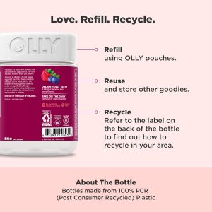 OLLY - Goma multivitamínica para mujer, salud general y apoyo inmunológico, vitaminas A, D, C, E, biotina, ácido fólico, vitamina masticable para adultos, baya, suministro de 65 días - 130 unidades