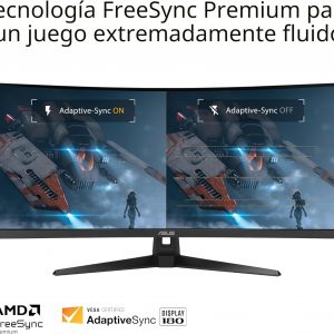 ASUS TUF Gaming VG34VQ3B – Monitor curvo ultraamplio de 34” – 21:9 QHD (3440x1440), 180Hz, 1ms, Extreme Low Motion Blur Sync, FreeSync Premium, altavoces, 90% DCI-P3, DisplayWidget Center, garantía de