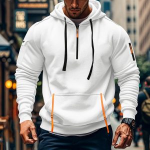 Men's Hoodie Tactical Quater Zip Up Sweatshirt Casual Workout Pullover With Pockets, S-5XL