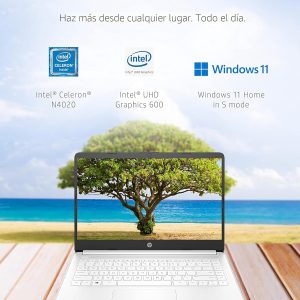 HP 14 portátil, Intel Celeron N4020, 4 GB de RAM, 64 GB de almacenamiento, pantalla Micro-edge HD de 14 pulgadas, Windows 11 Home, delgada y portátil, gráficos 4K, un año de Microsoft 365 (14-dq0040nr