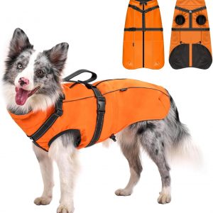 OneTigris Dog Coat with Harness - Reflective Adjustable Coats for Medium and Large Dogs, Waterproof Warm Winter Coat, Soft Heavy Fleece Lining with Back Zipper Dog Jackets