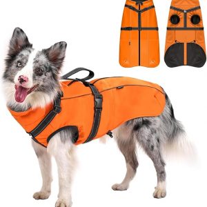 OneTigris Dog Coat with Harness - Reflective Adjustable Coats for Medium and Large Dogs, Waterproof Warm Winter Coat, Soft Heavy Fleece Lining with Back Zipper Dog Jackets