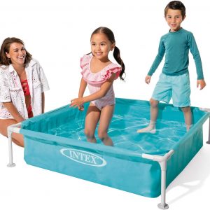Intex - Piscina infantil miniatura de vinilo duradero de 4 pies x 12 pulgadas, piscina sobre el suelo para niños y enseñanza para bebés de 3 años en adelante, color azul