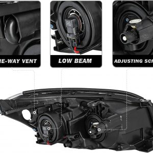 SOCKIR Headlight Assembly Fit for 2009 2010 2011 2012 Toyota Rav4 09 10 11 12 Rav 4 Halogen Replacement Headlamp Black Housing with Clear Reflector Driver and Passenger Side