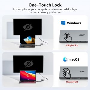 Acer USB C Docking Station Dual Monitor with 2 HDMI, 9-in-1 Laptop Docking Station with 4K@60Hz HDMI, USB A&C 3.0, SD/Micro SD, 100W PD, USB C Dock Compatible with Acer/Dell XPS/HP/Mac/Surface (15cm)