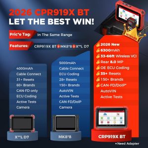 Launch X431 CRP919XBT 2026 Herramienta de escaneo bidireccional con código ECU, CANFD y DoIP, escáner de diagnóstico de coche de sistema completo inalámbrico, Autenticación automática FCA, guiado por